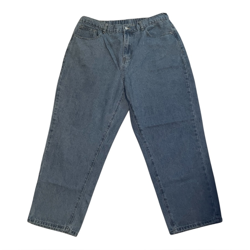 SHEIN Women’s Blue High-waisted Straight Leg Denim Jeans { PLUS SIZE }